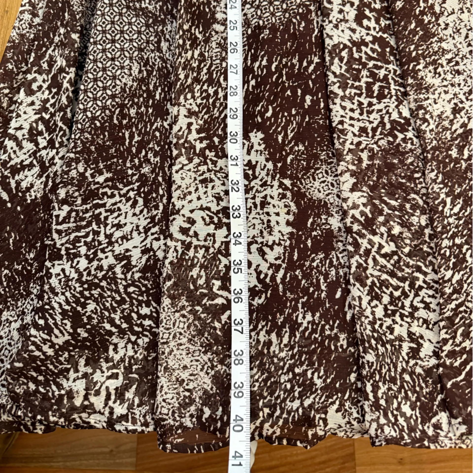 Connected Apparel Brown Abstract Animal Print Sleeveless Ruched Size 12 - Image 10