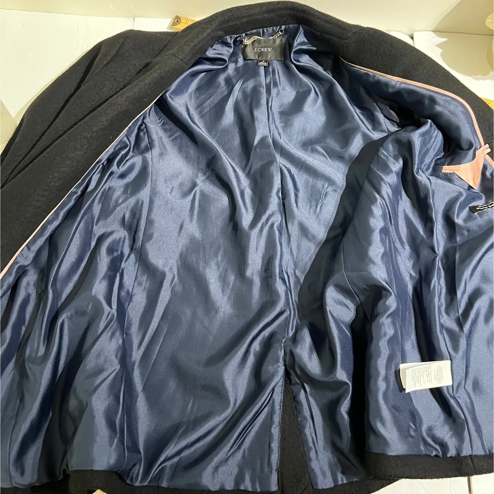 J. Crew Blazer Jacket Mario Bellucci Italian Wool Blend Wrap Coat Tie Belt 12 - Image 9