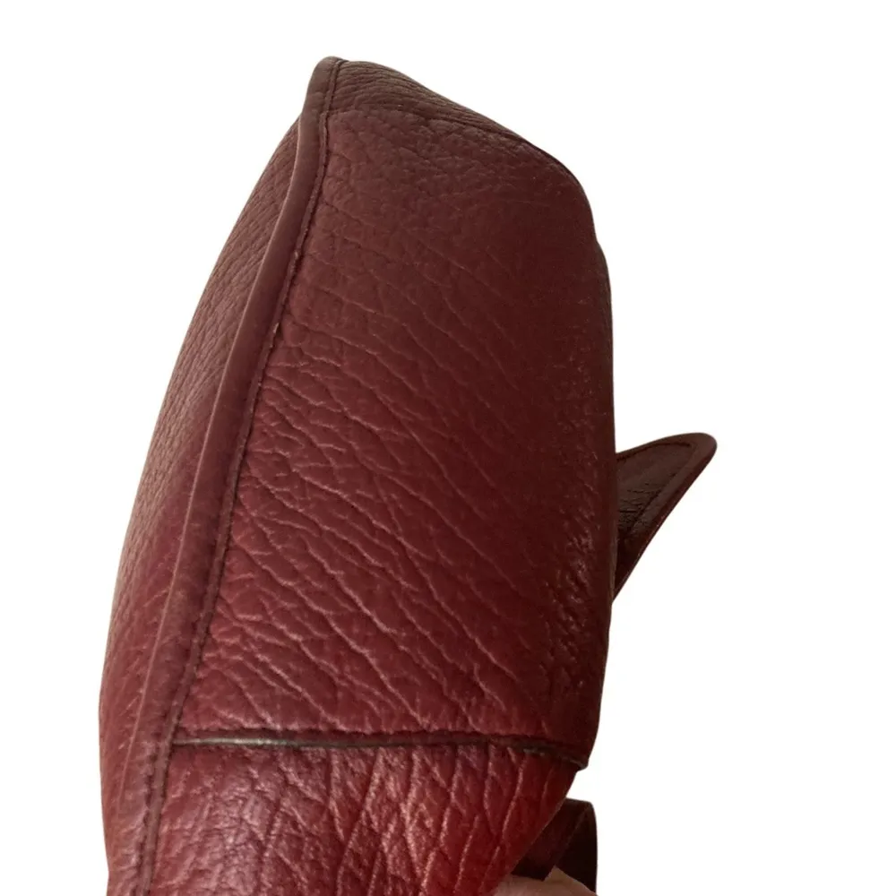 PRUN’E LEATHER BURGANDY FLAP CROSSBODY SHOULDERBAG - Image 4