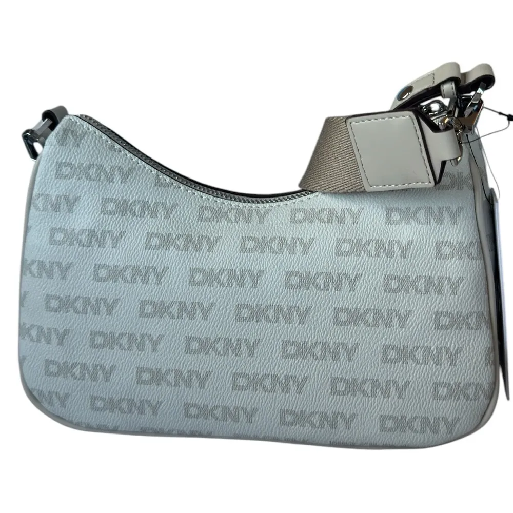 DKNY Gray Shoulder Bag with Text Pattern MSRP 178.00 - Image 5