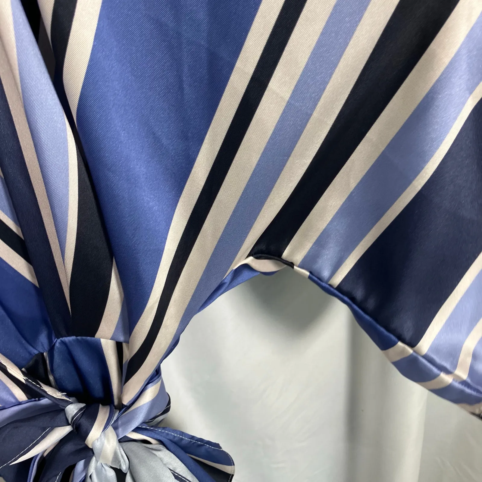 New Zara Striped Blue Romper Jumpsuit Tie Belt Womens Large Sexy Fun Date‎ Night - Image 8