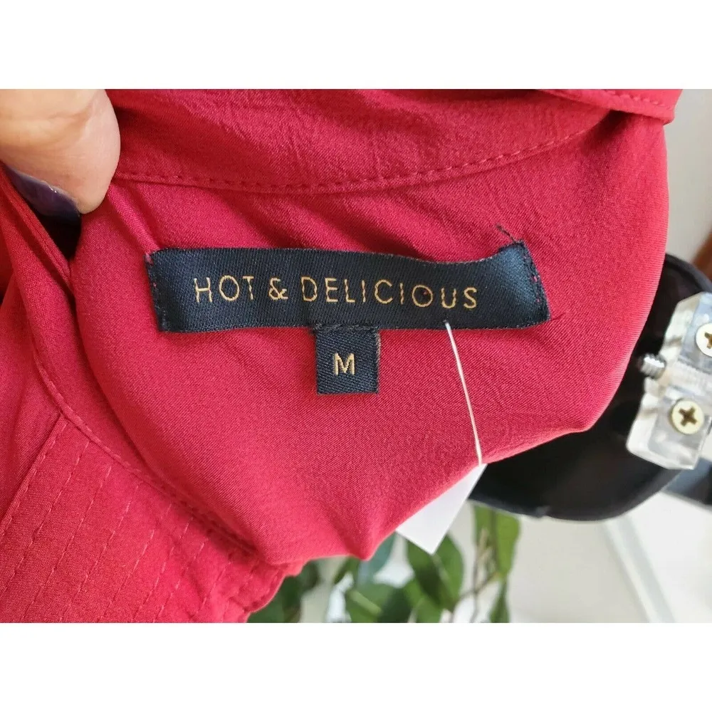 Boutique Hot & Delicious Women's Red Polyester Long Sleeve Casual Romper Size M - Image 10