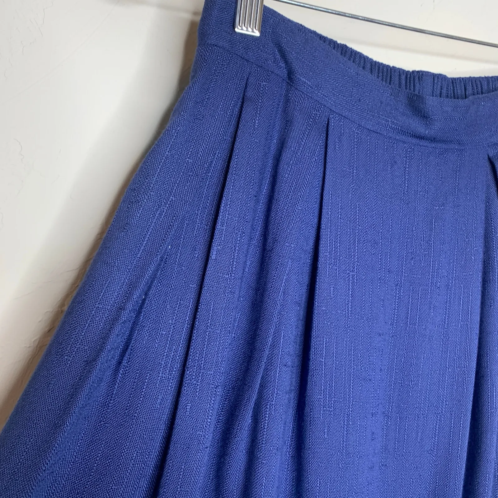 Vintage Blue Skirt Top Matching Set Vintage Rayon Flax Small Size M - Image 12