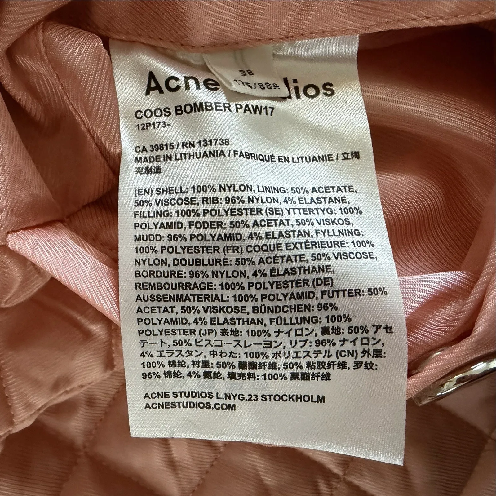 Acne Studios Coos Paw17 Black Long Bomber Jacket Size M - Image 8