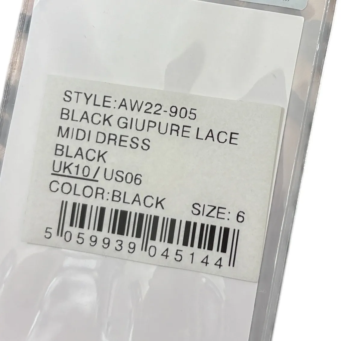 Self Portrait Black Giupure Lace Midi Dress US 6 AW22905 - Image 8