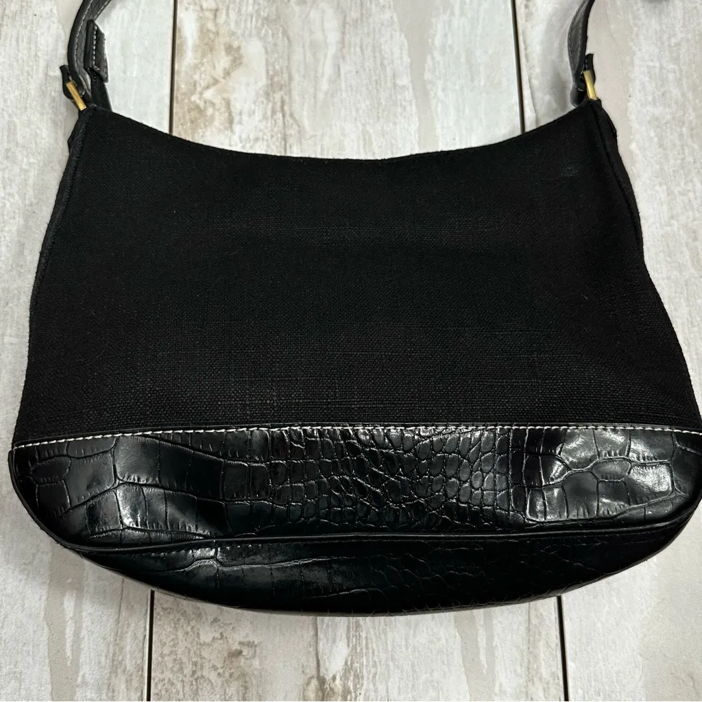 Etienne Aigner Black Linen Gold Hardware Shoulder Bag Y2K Working Girl Polished - Image 16