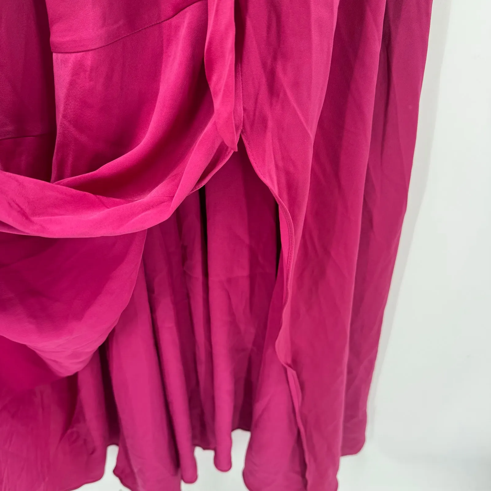 ELOQUII Dress Womens SZ 24 NWT Satin Faux Wrap Long Sleeve Magenta Plus Curvy - Image 11