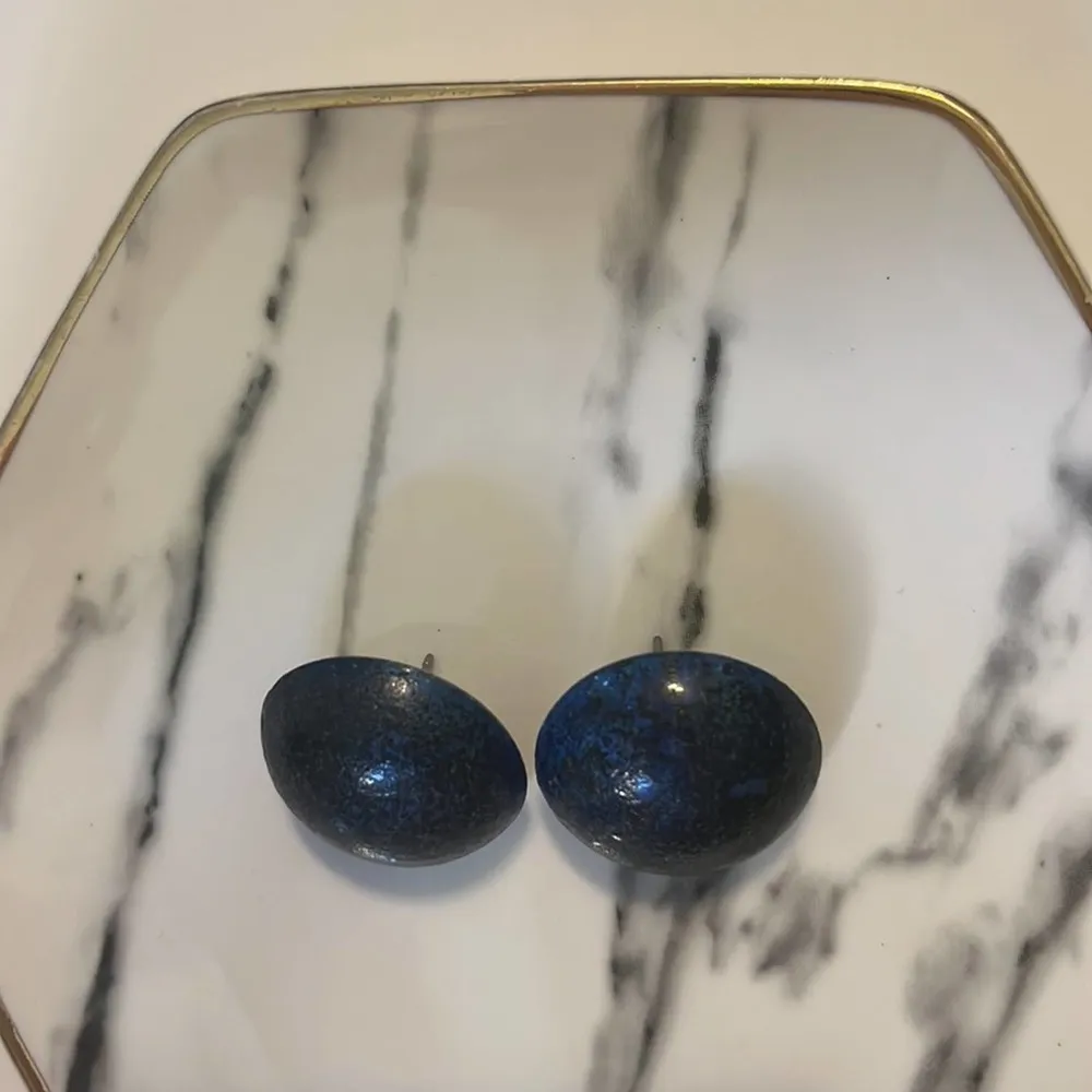 Vintage Earrings Resin Galaxy Blue Black Speckled Sky Starry Night Jewelry Y2K - Image 3