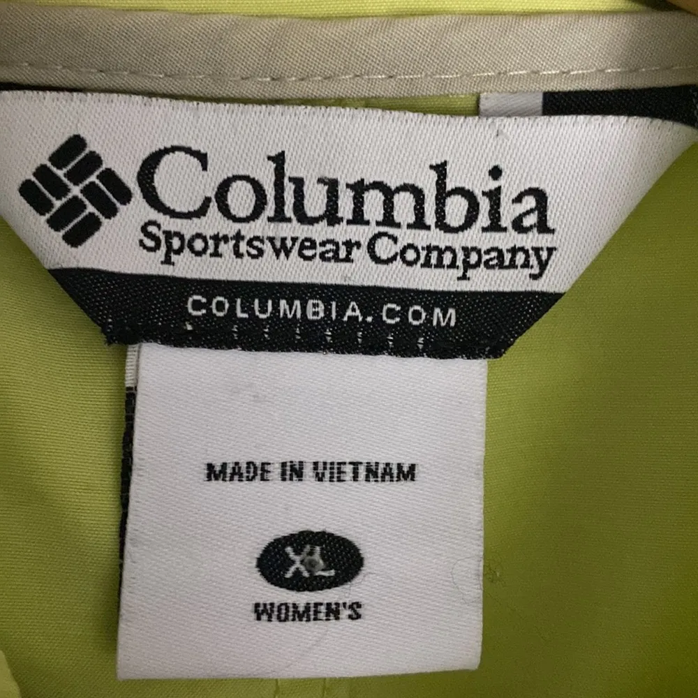 COLUMBIA Omni-Shade womens neon/yellow full zip hooded light jacket size XL - Image 9