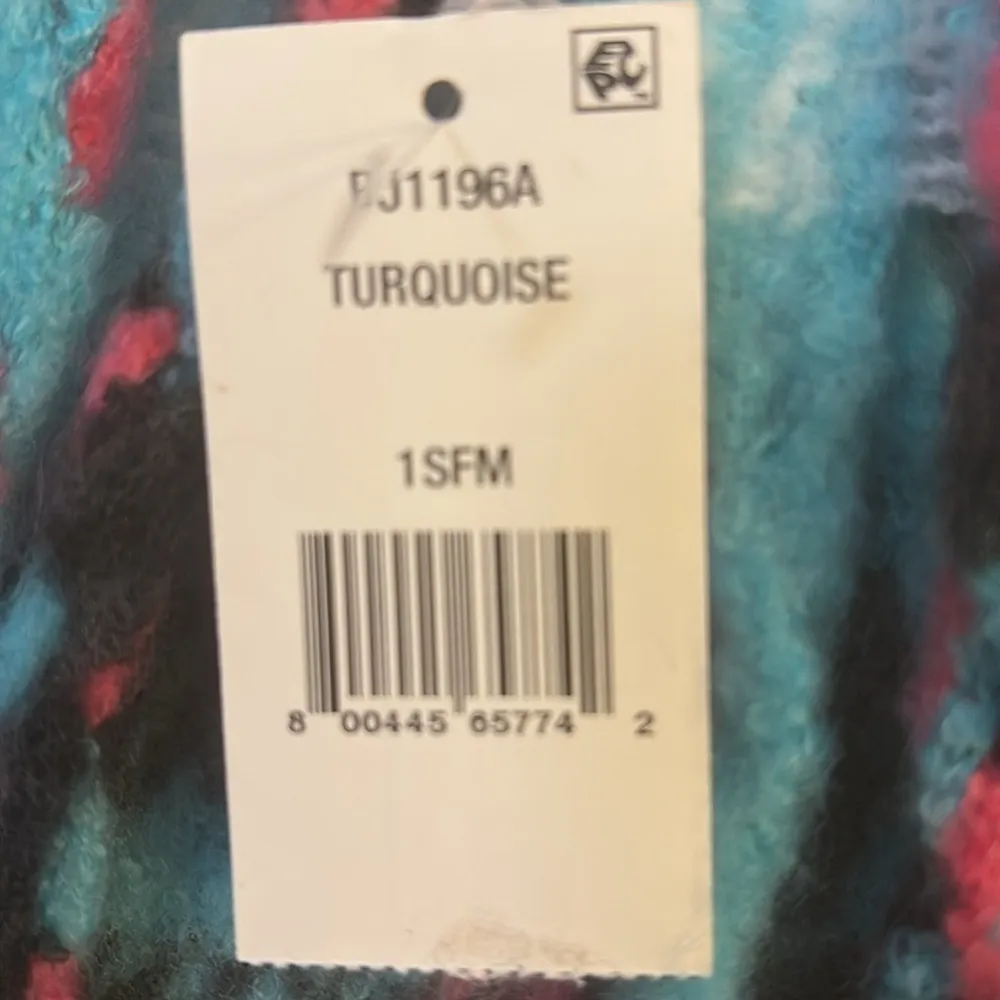 Betsey Johnson  fuchsia turquoise black plaid blanket scarf/pockets - Image 7