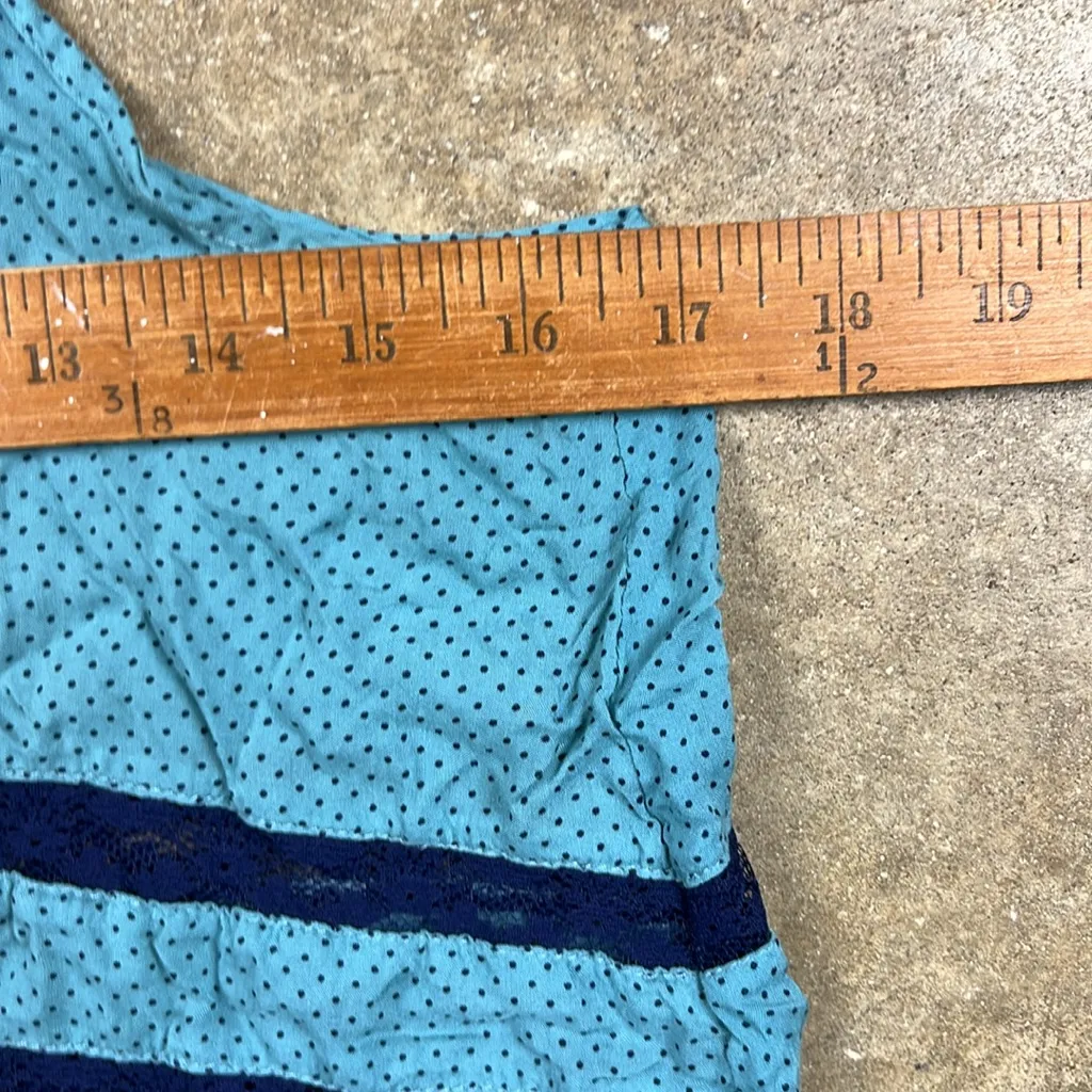 Free People Teal and Navy Voile Lace Trapeze slip dress
Size: Small - Image 4