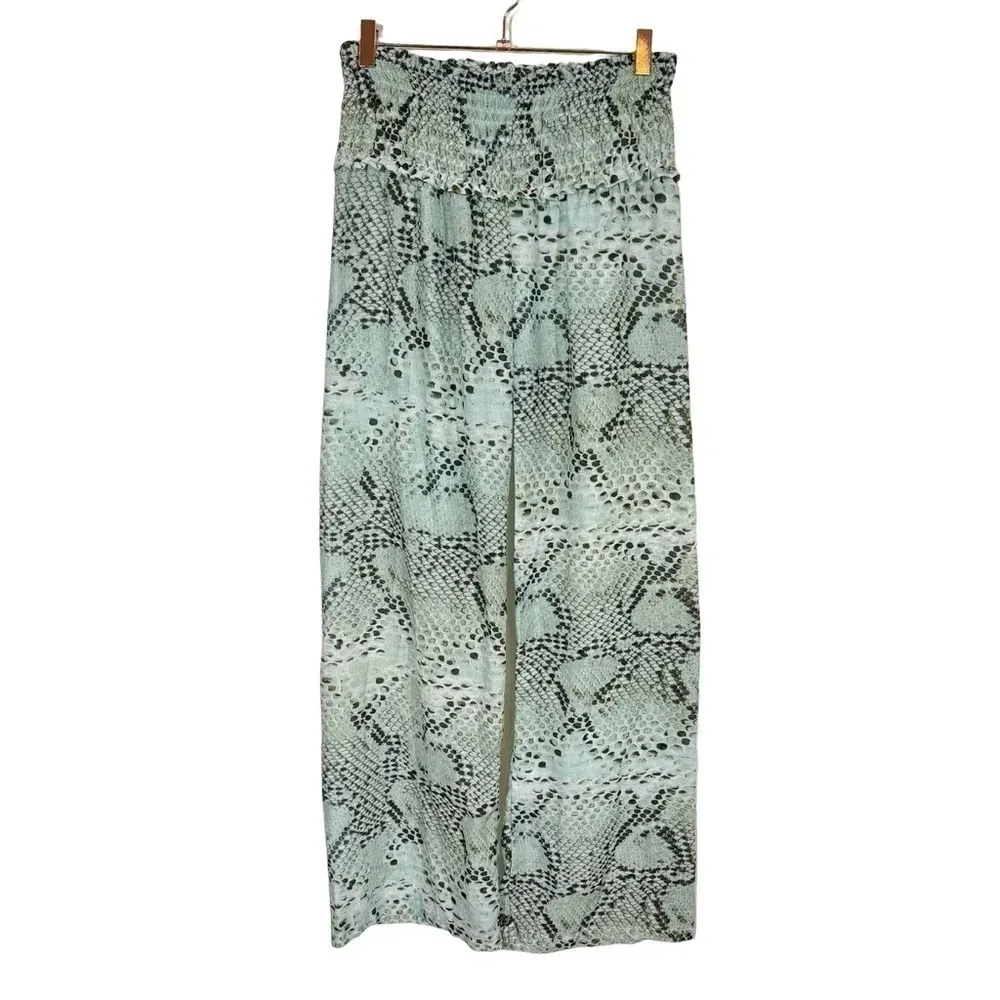 Agua Bendita Cobra Snake Wide Leg Smocked Sheer Palazzo Pants Cover Up - Image 4
