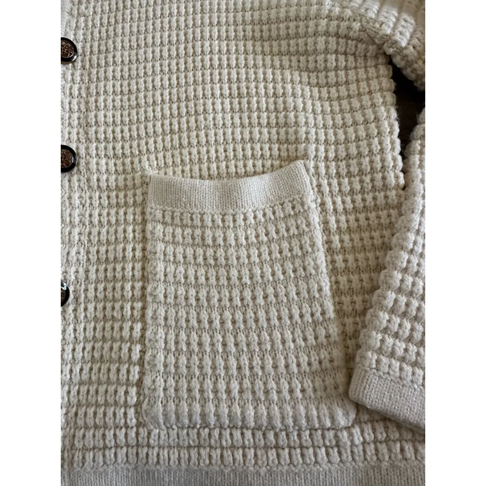 Chunky Knit Cardigan Sweater Button Down Long Sleeve - Image 9