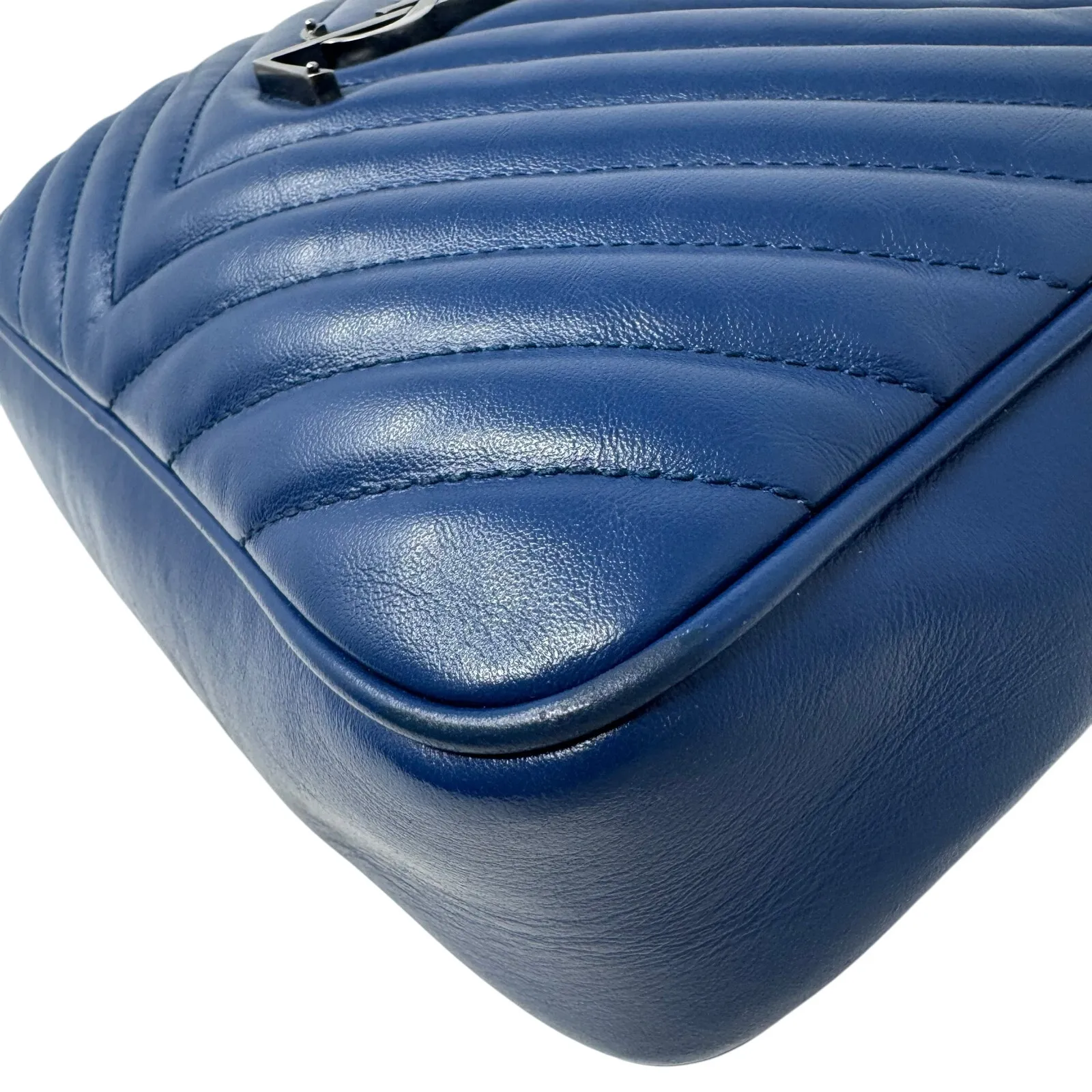 Saint Laurent YSL Lou Camera Bag Cobalt Blue Quilted Leather Silver Hardware - Image 4