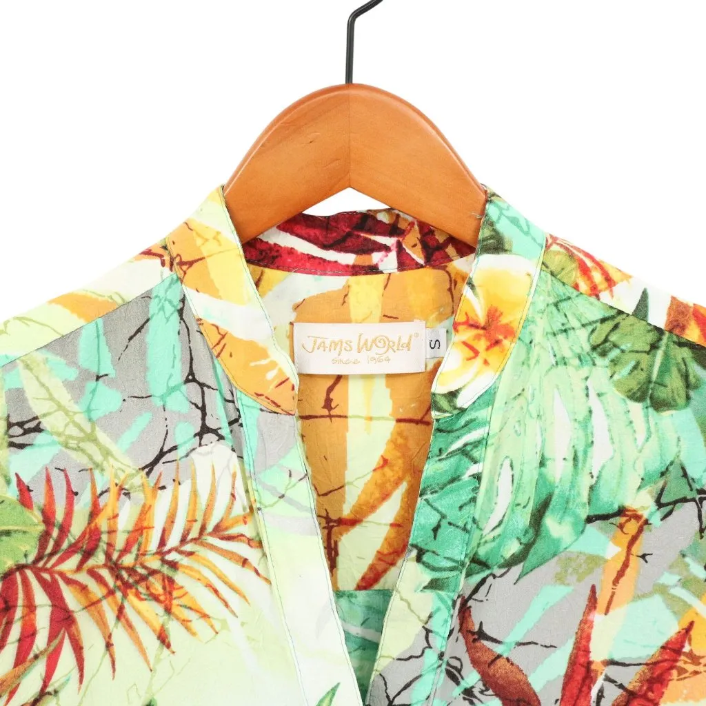 Jams World 3/4 Sleeve Button Front Na Pali Floral Hawaiian Shirt Top S - Image 3