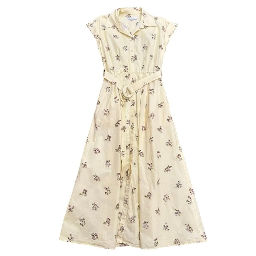 Adam Lippes x RTR Belted Poplin Shirt Dress in Yellow, Size US 2 - Image 4