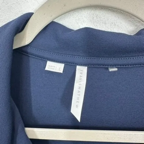 Travis Mathew Women's Spa Day Long Sleeve Collared Shirt Navy Blue Size Large - Image 4