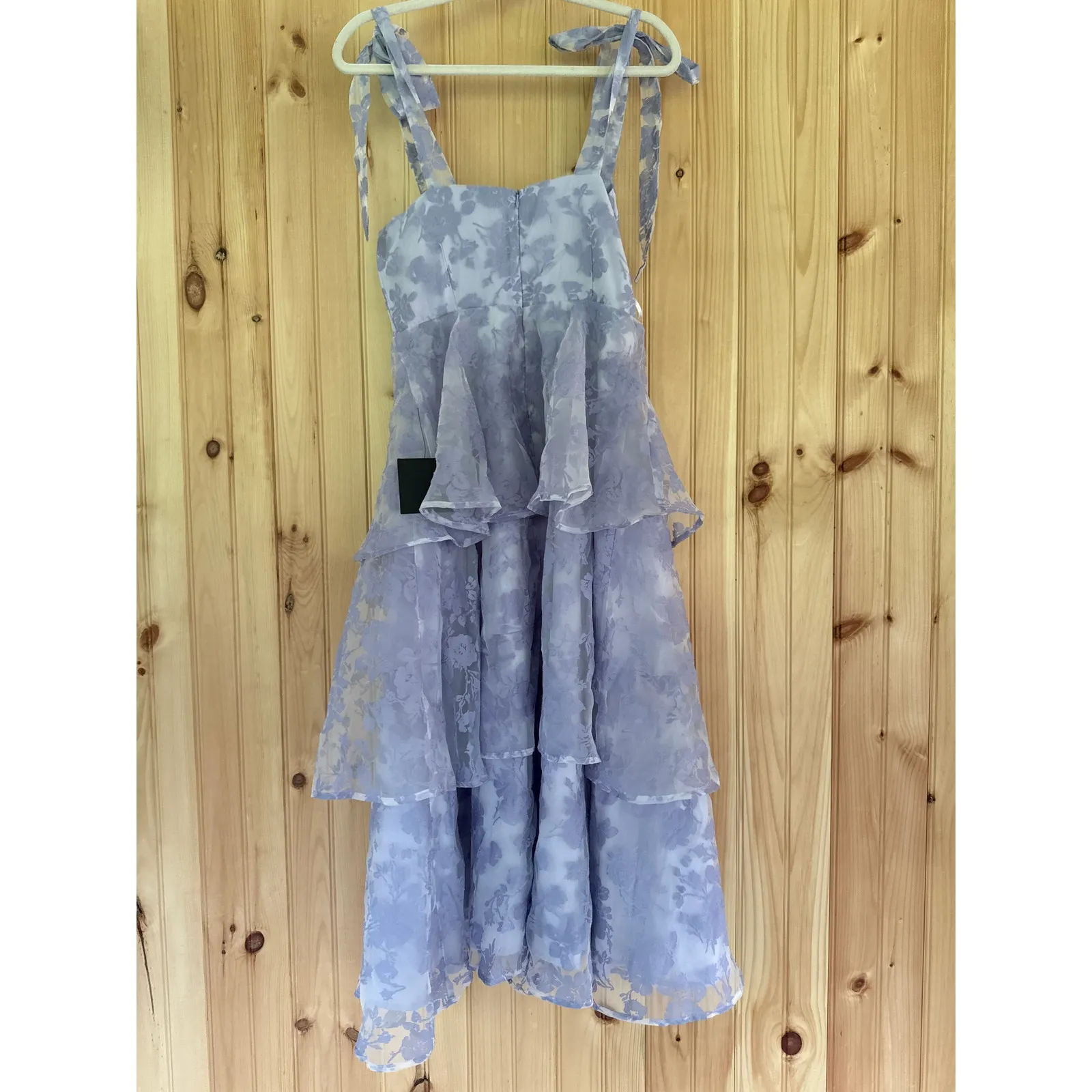 NWT LULUS Glamorous Sweetie Lavender Burnout Tie-Strap Bustier Midi Dress Size M - Image 4