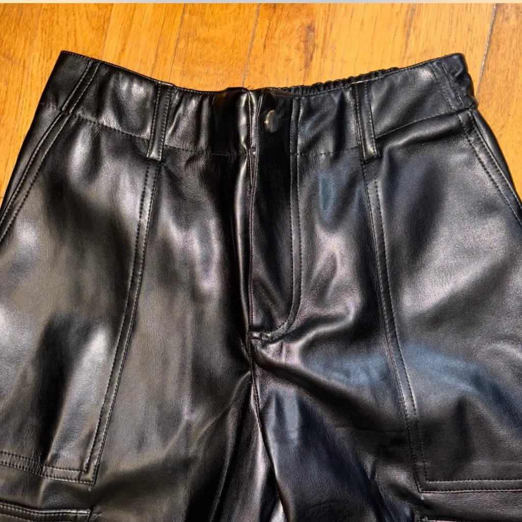 FOREVER21 Black leather cargo pants - Image 3