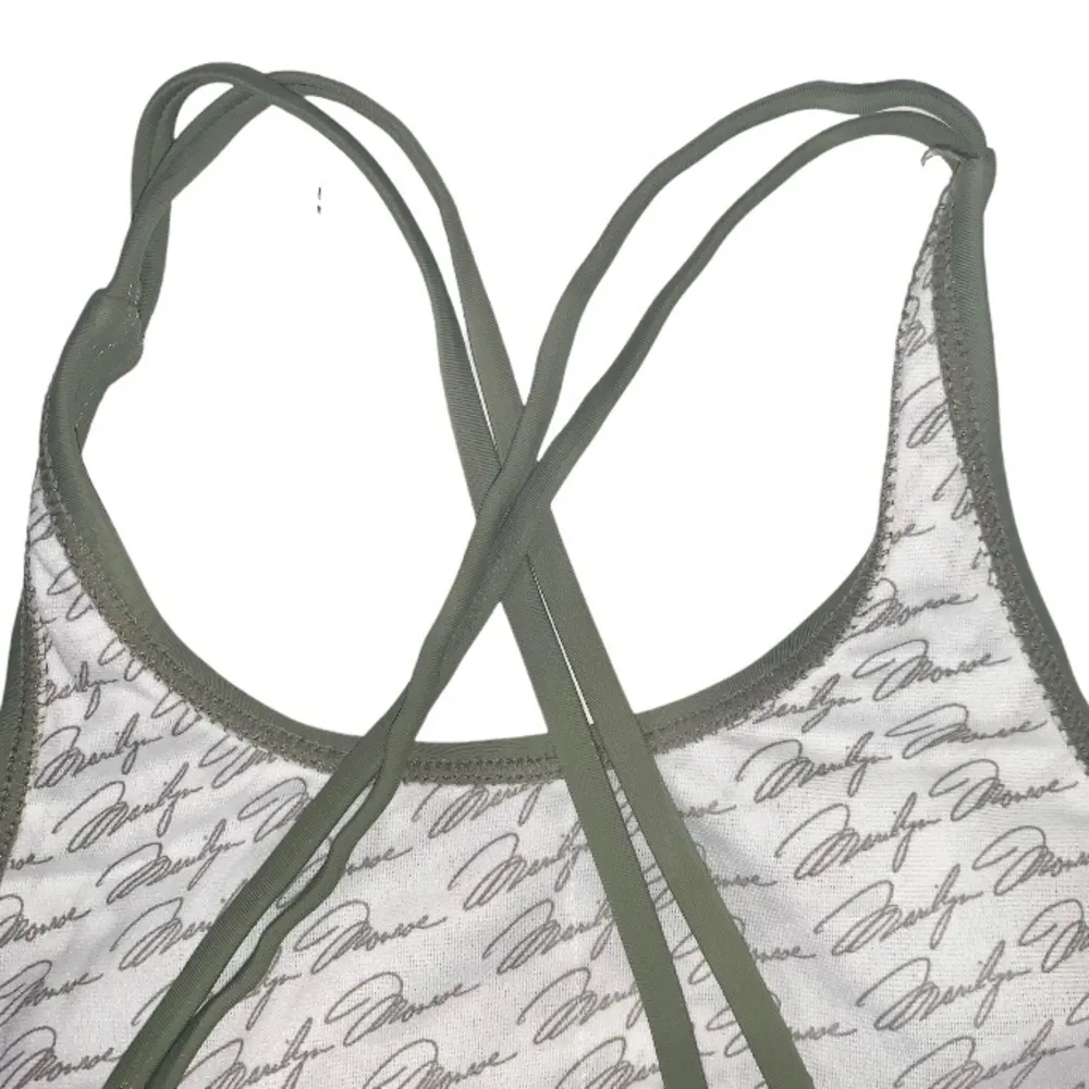 Marilyn Monroe Green Tribal Geometric Embroidered High Neck 2 Piece Bikini Set - Image 4