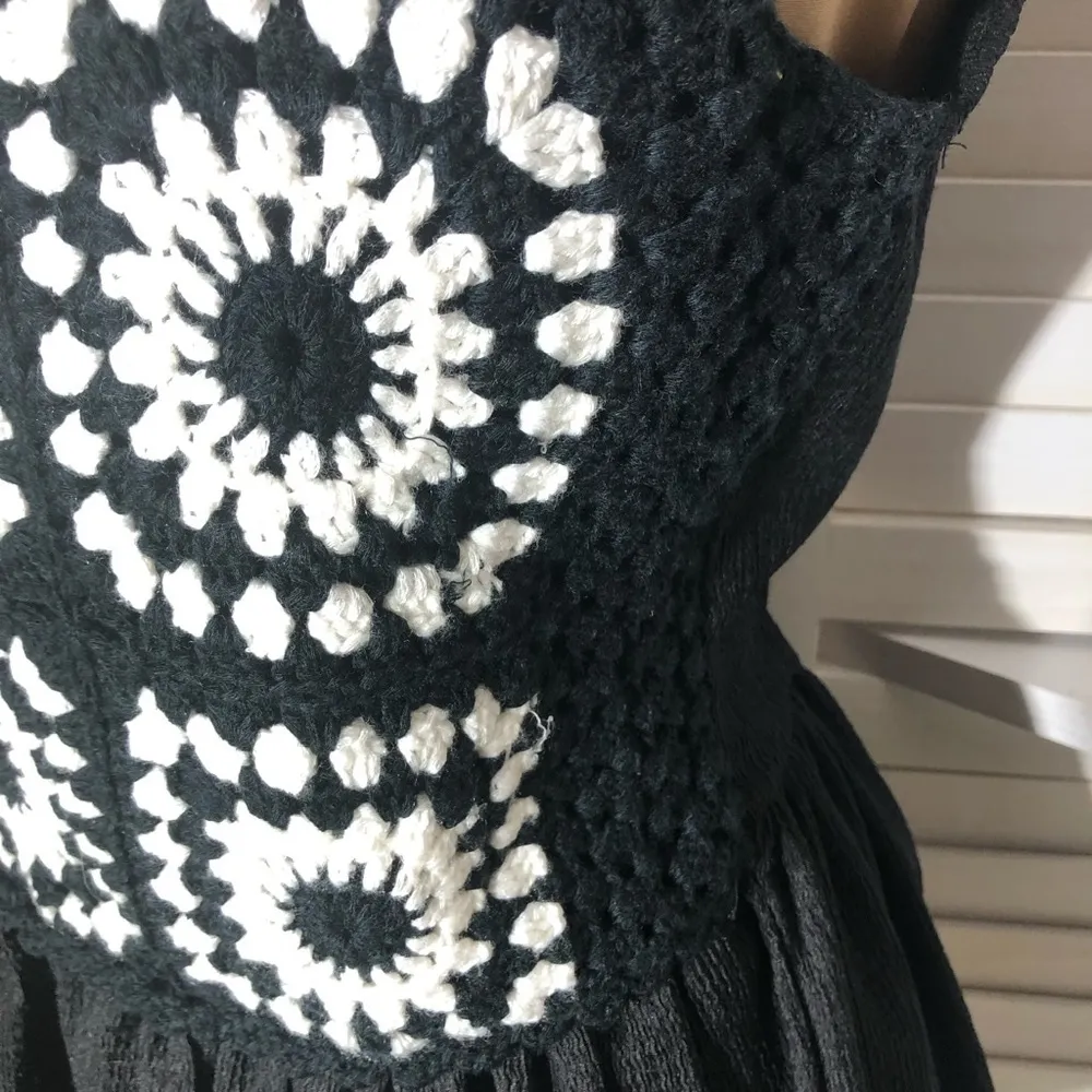 Trendmates Peplum Top Crochet Black White Small Medium - Image 8