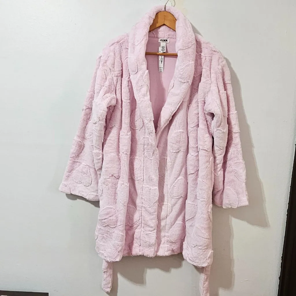 VS PINK Jacquard Cozy Robe - Pink Tulip Hearts - Size XS/S - 27160007 - Image 4