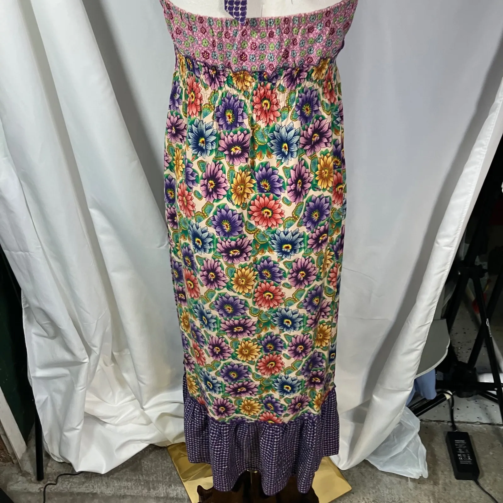 Lucky Brand Floral Maxi Dress Halter Neck‎ Boho Festival Size XS Y2K - Image 9