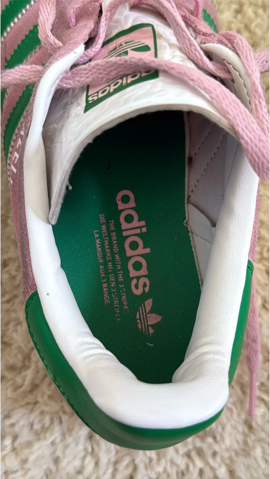 Adidas Gazelle Sneakers Pink and Green Suede Platform - Image 4