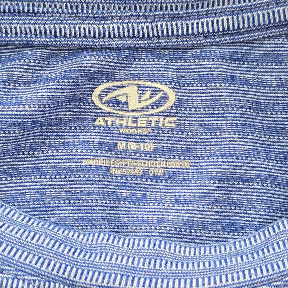 Athletic Works Blue Stripe Sleeveless Muscle Tshirt Activewear Top Shirt Medium - Image 5