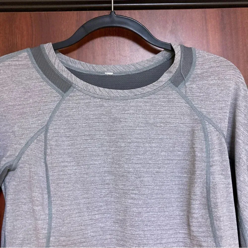 LULULEMON Run for Gold Long Sleeve Shirt Size 6 Gray Heathered Slate - Image 4
