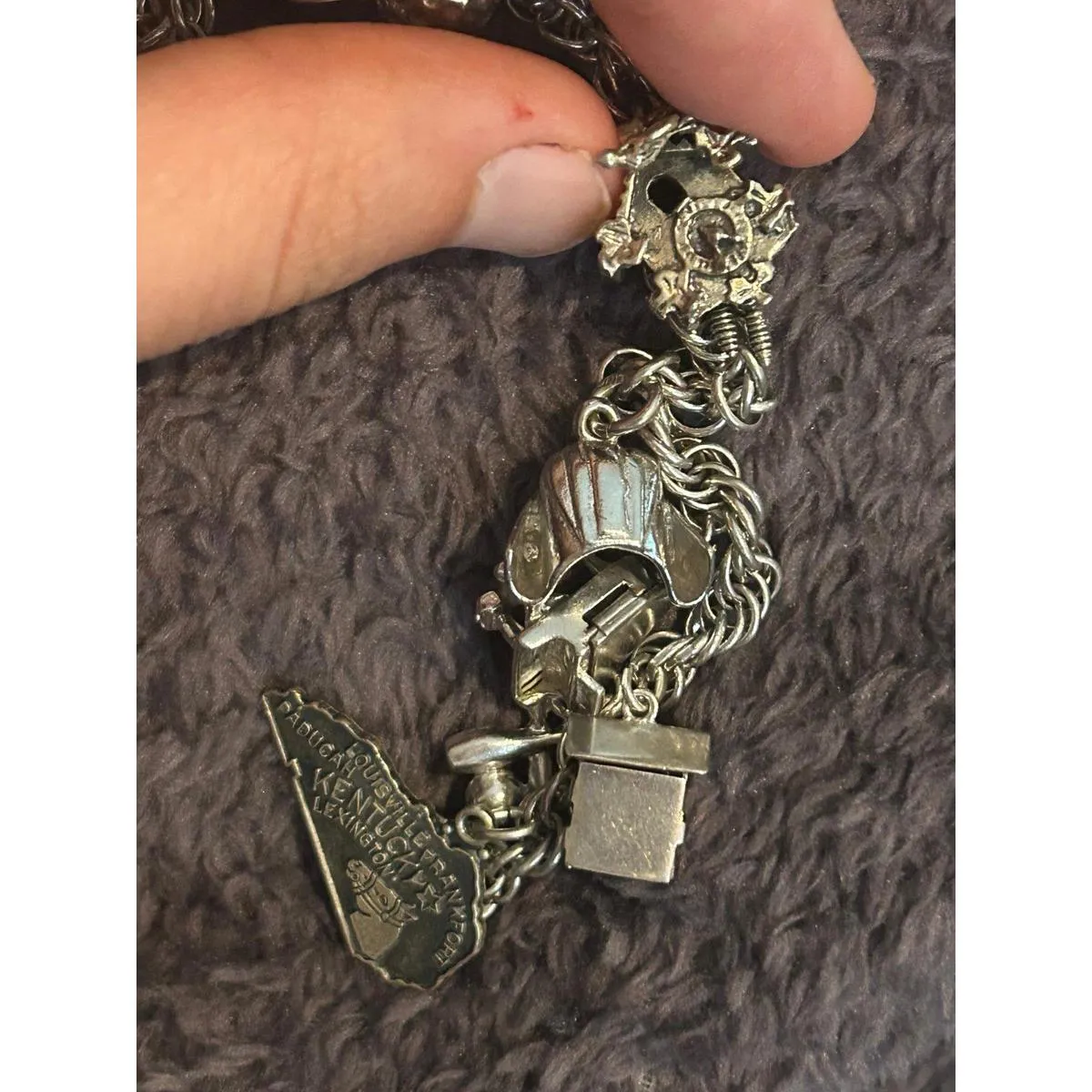 S53 bracelet Kookoo golf Santa and more 925 sterling silver heavy 7.25 inch long - Image 8