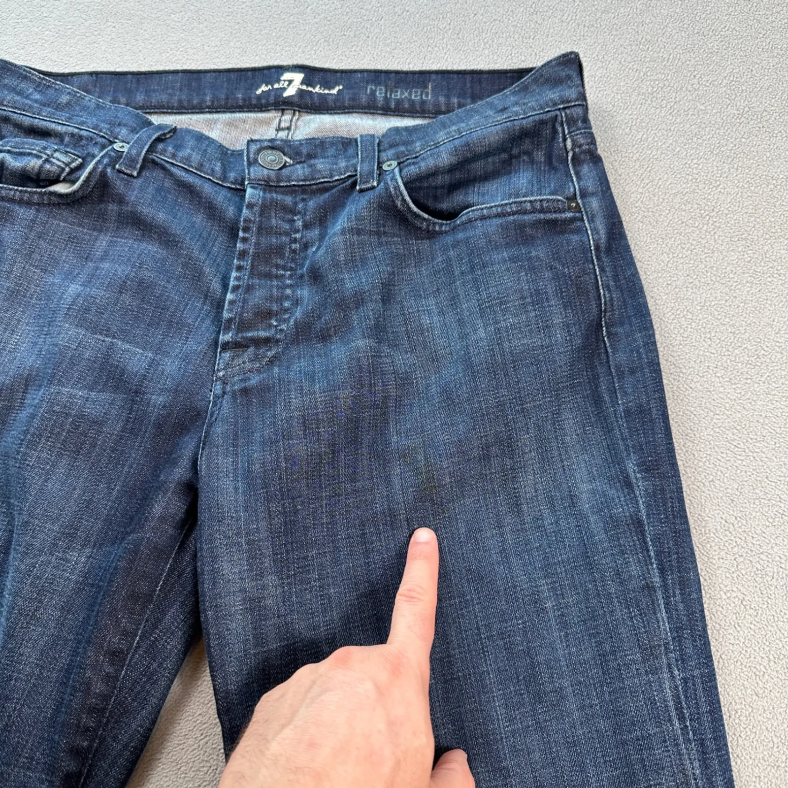 7 For All Mankind Jeans Womens 31x33 Made in USA Relaxed Bootcut Dark Wash Mid R - Image 6