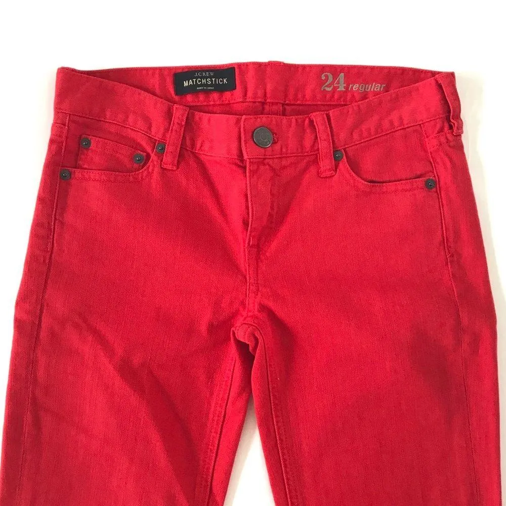 J. Crew Classic French Red Matchstick Straight Leg Jean Sz 24 - Image 3