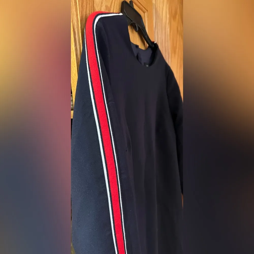 Banana Republic Women’s Navy Blue Crewneck Dress w/ Racing Stripes Size 4 Petite - Image 6
