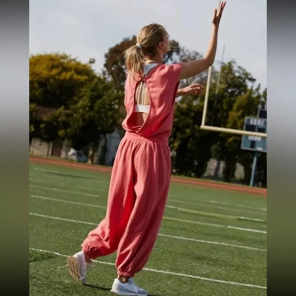 Free People movement Throw and Go Jumpsuit Dusty Pink /rasberry Size L - Image 3