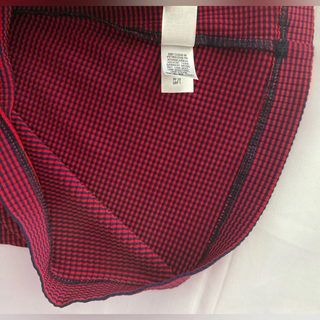 ST. JOHN Women’s Red & Navy Blue Striped Top Crewneck 3/4 Sleeve Size Medium - Image 6