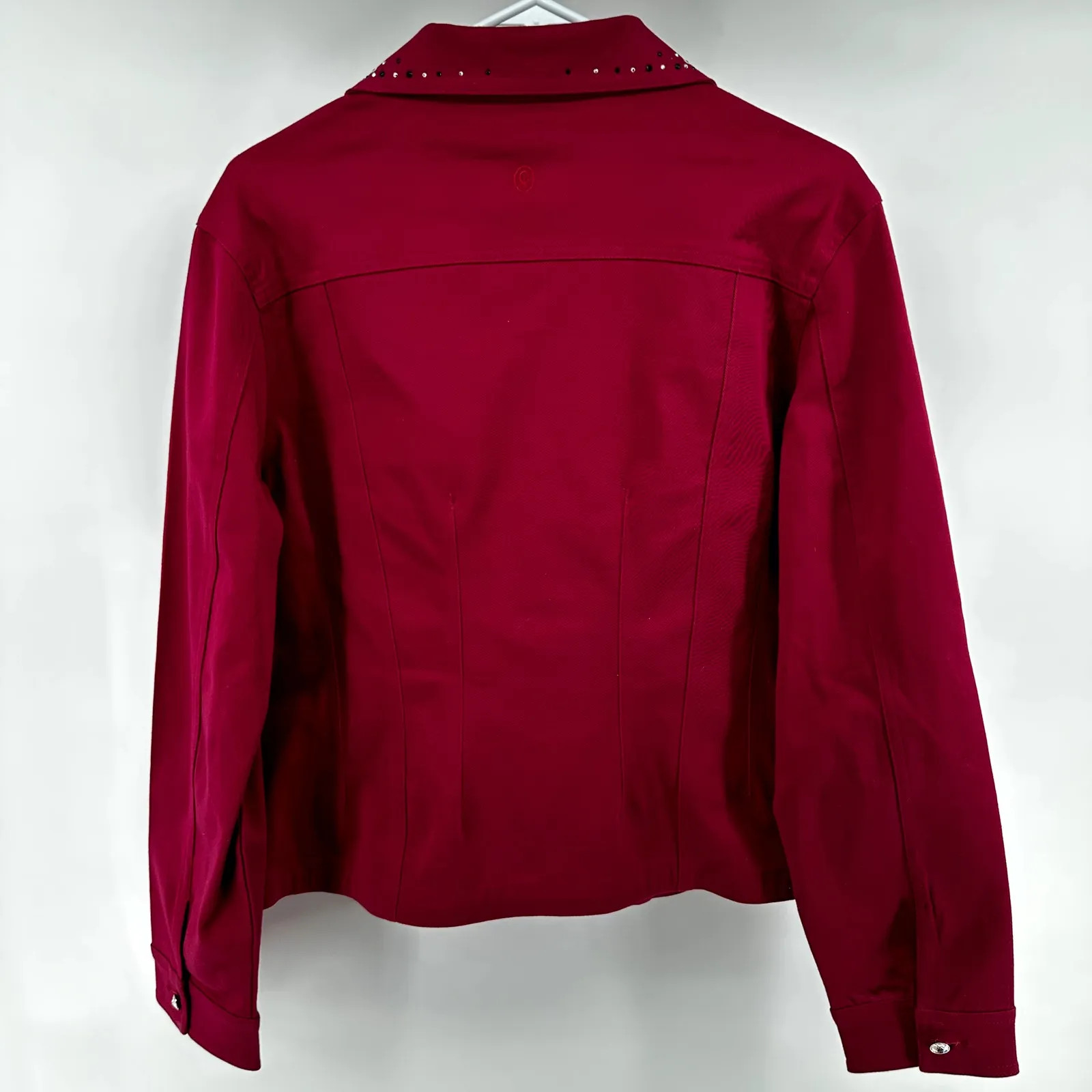 Vintage Christine Alexander Jean Jacket Swarovski Crystals Button Up Pink Large - Image 4