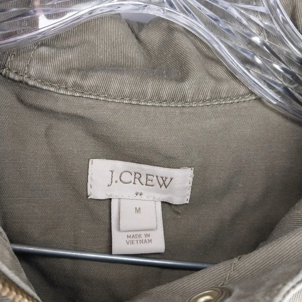 J.Crew Factory hooded resin coated field jacket olive green 100% cotton - Image 4