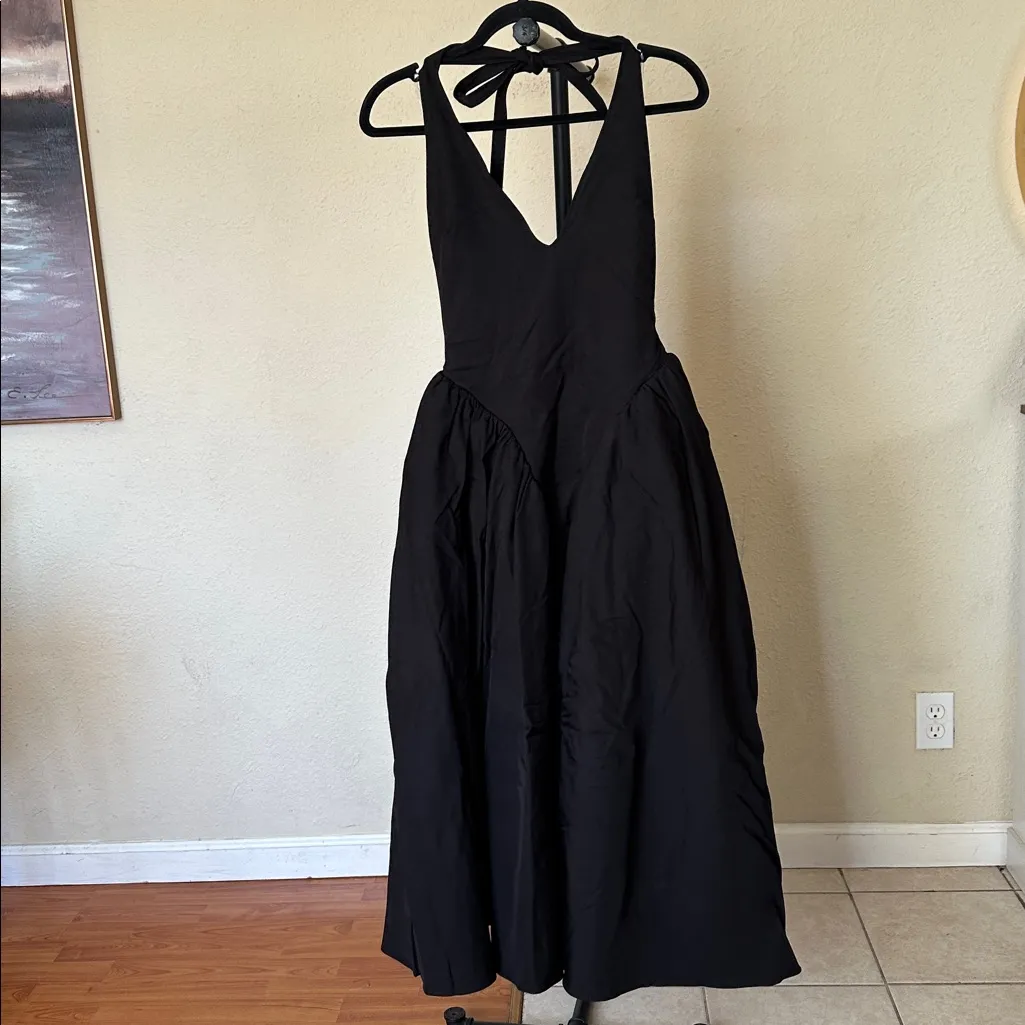 HOUSE OF‎ CB 'Marilyn' Black Twill Halter Midi Dress NWOT size M - Image 6