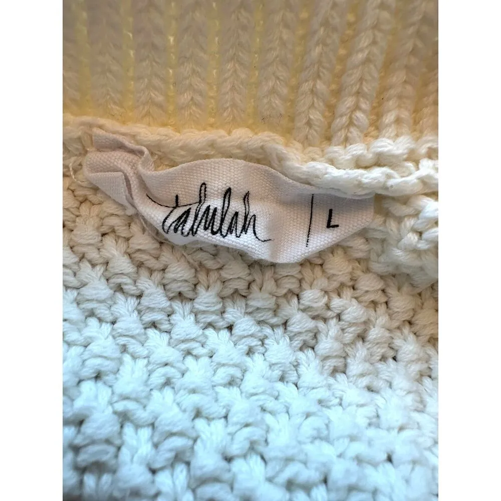 Cropped Cable Knit Cream Sleeveless Sweater Size Large - Image 4