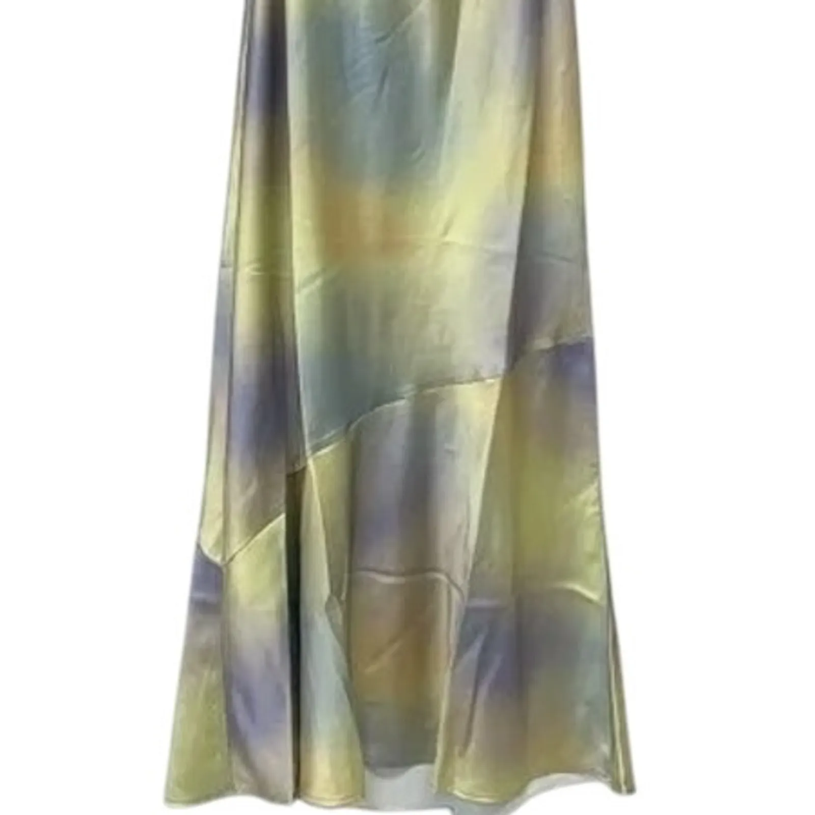 NWT WeWoreWhat Lace Silky Charmeuse Midi Maxi Slip Dress 6 Gold Ombre Watercolor - Image 4