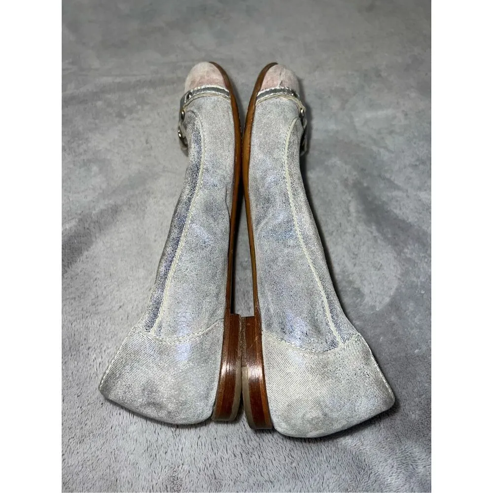 AGL Attilio Giusti Leombruni Sparkle Blue/Red Leather Ballet Flats Buckles 37.5 Blue Size 7 - Image 6