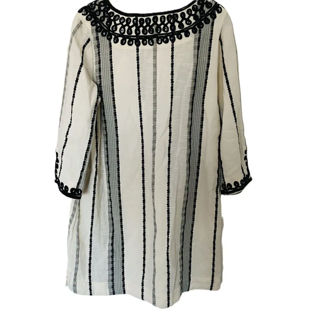 Soft Surroundings Coco de Mer V-Neck Boho Dress Sequin-Embellished Long Sleeve L - Image 3