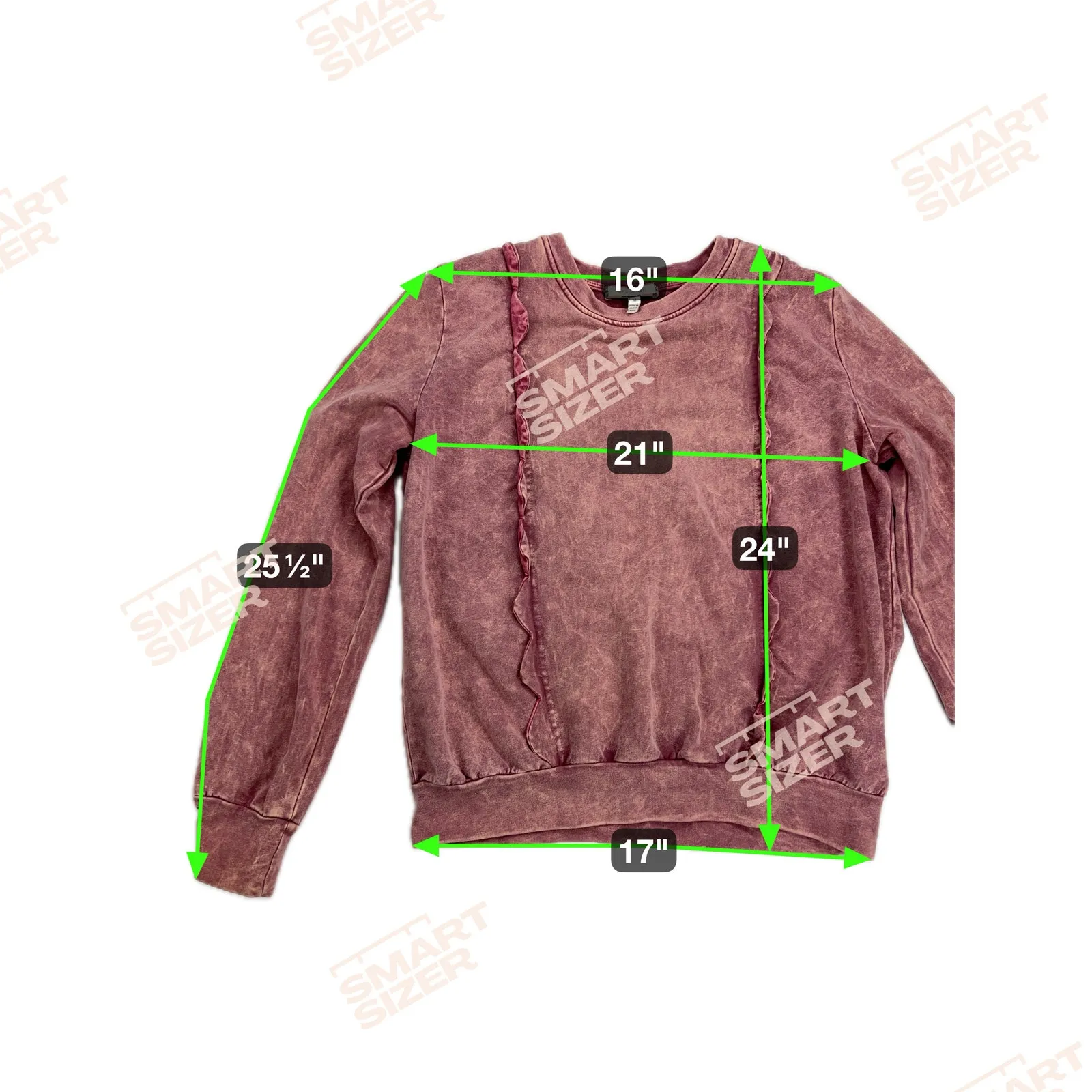 Eri + Ali Weckerlie Scalloped Pink Acid Wash French Terry Sweatshirt Size M Size M - Image 5