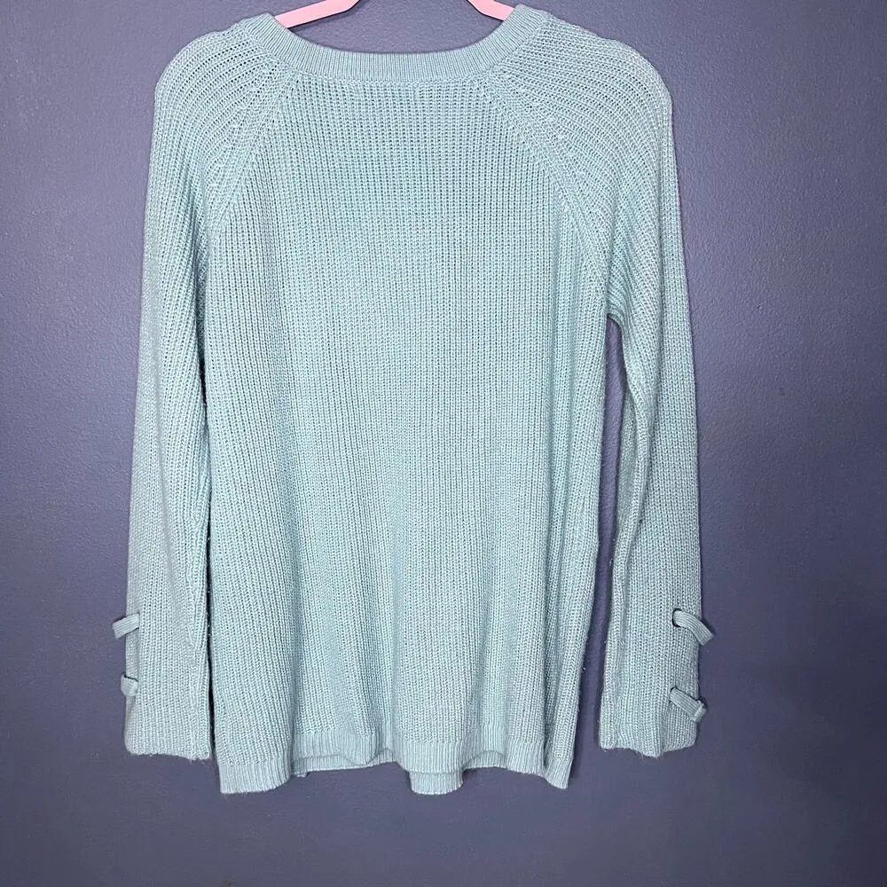 Staccato Sz Large Light Blue Knit Pullover Sweater Tie ups Cottagecore Feminine - Image 4