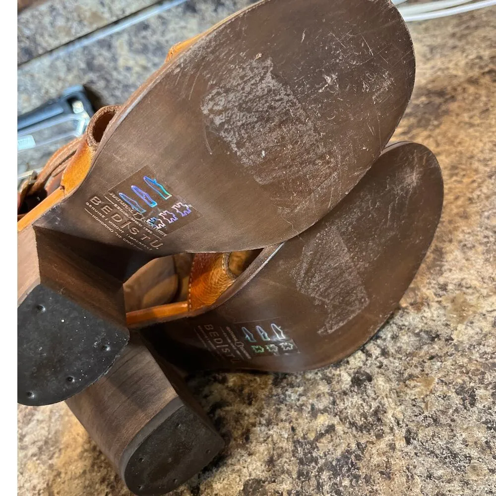 Bed Stu Ida Womens Brown Leather Hook and Loop Heeled Bootie Boots Size 6.5 Shoe - Image 7