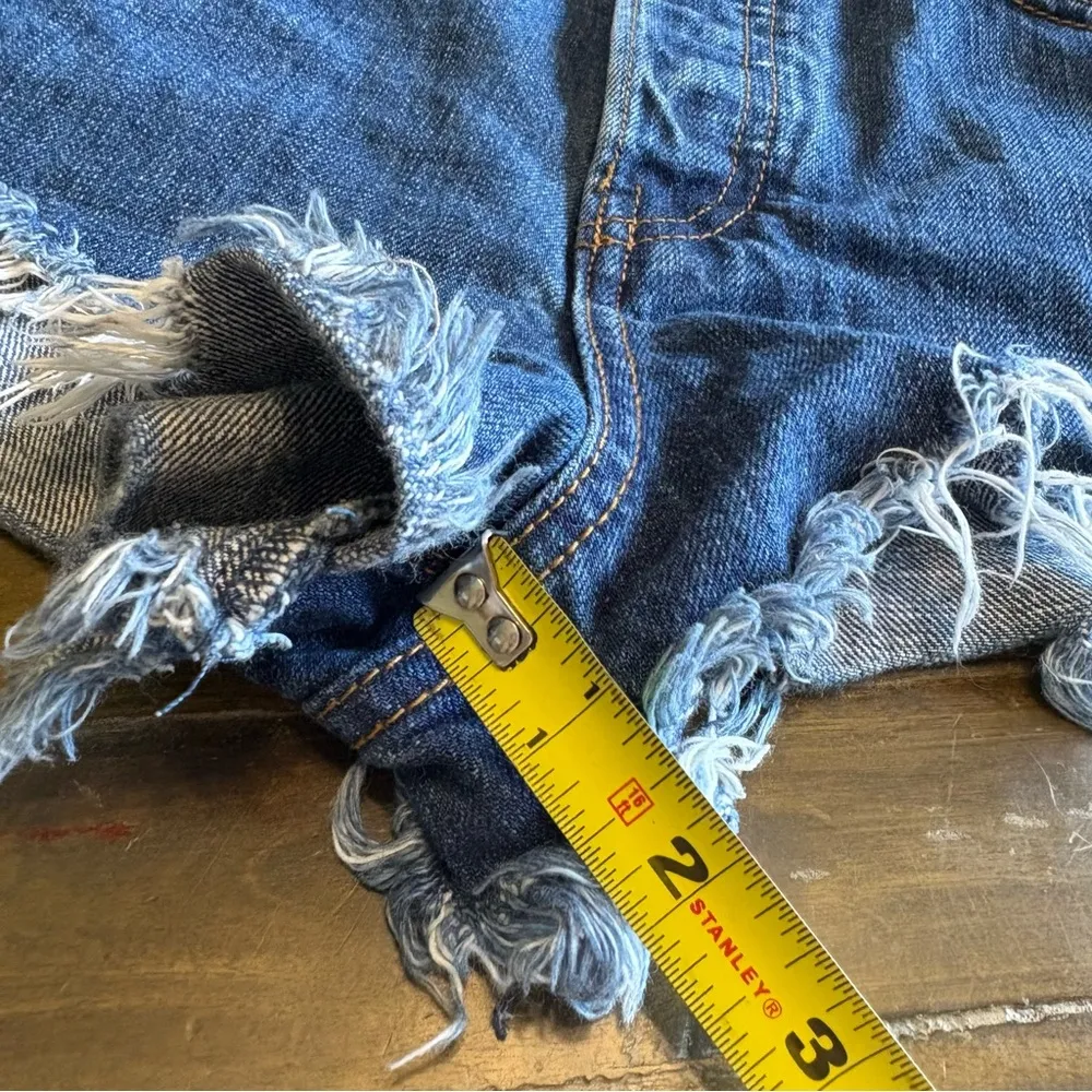 Free People Logan High Rise Cut Off Jean Shorts Distressed Button Fly Booty 26 - Image 12