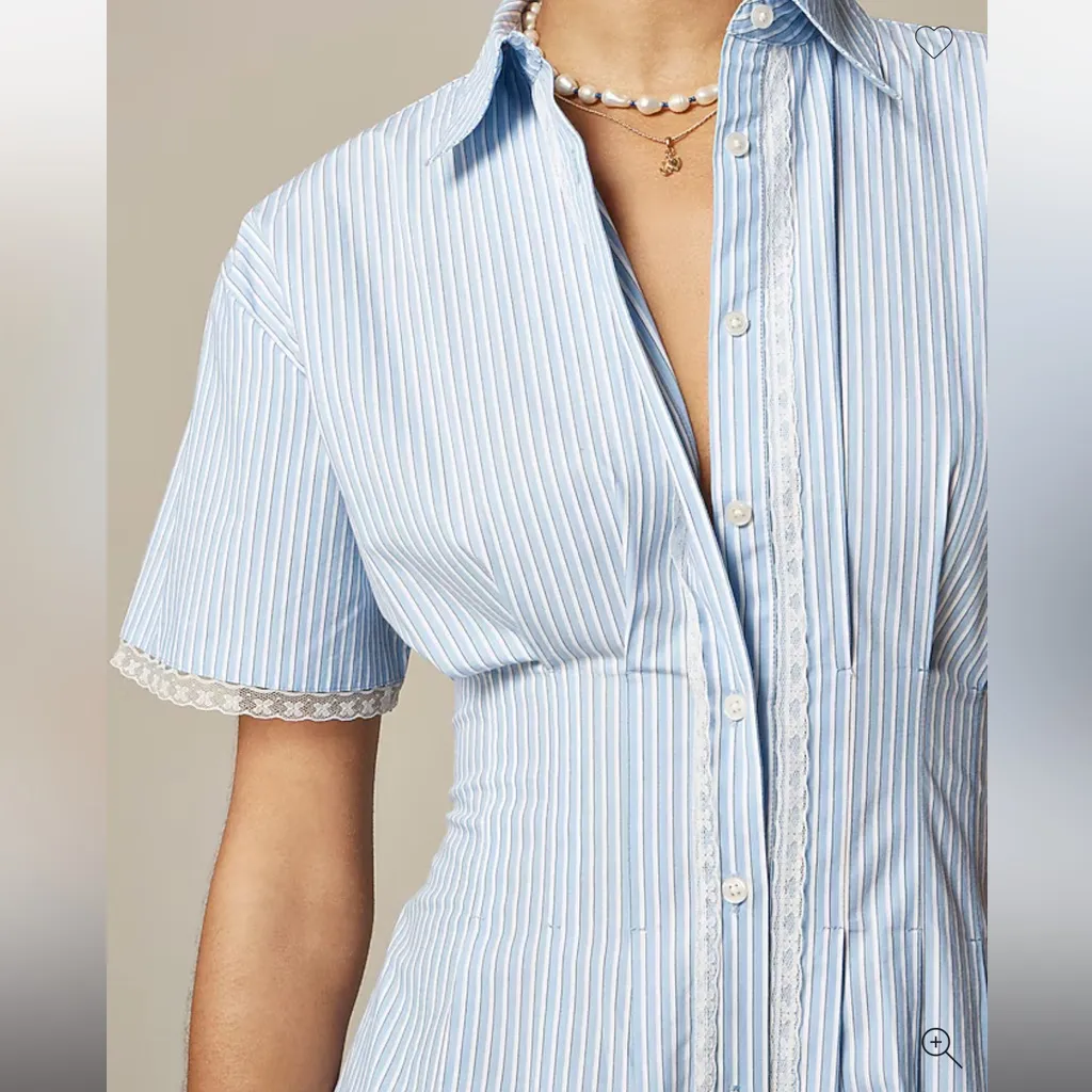 J.Crew Wren lace-trim shirt-dress in stripe - Image 3