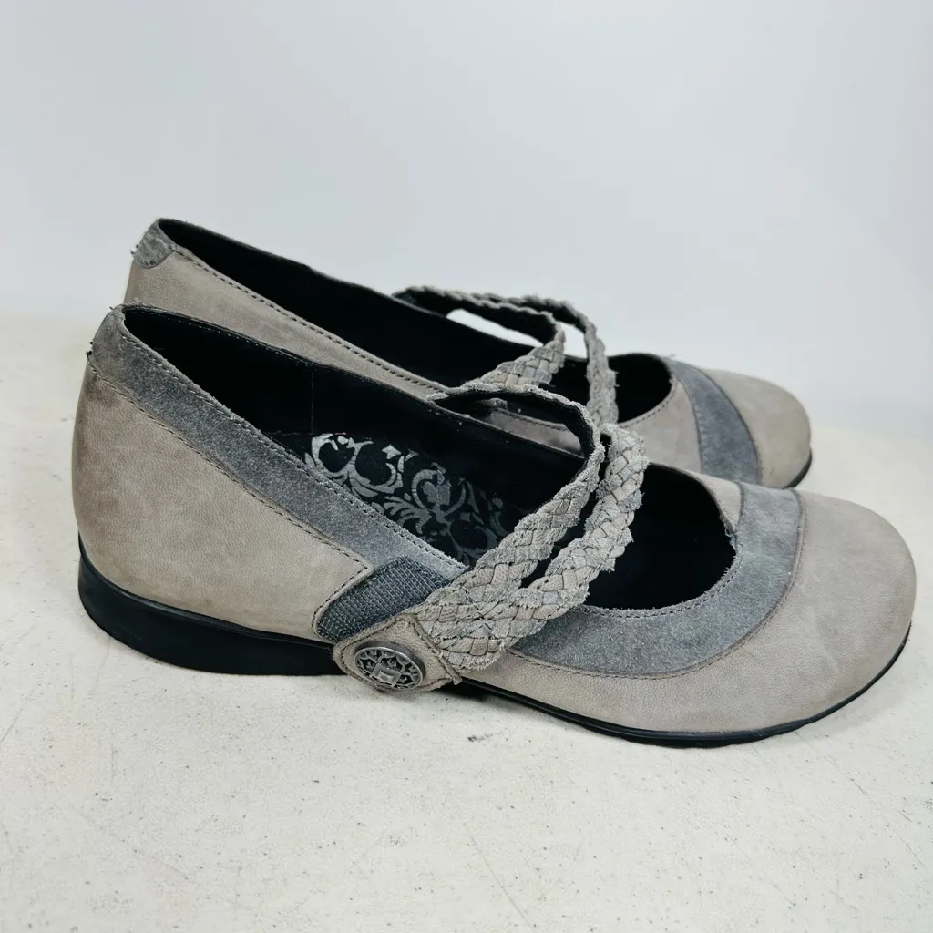 Aetrex Ada Women's Shoes Grey 39 / 8.5 M Braided Leather Comfort Mary - Image 2