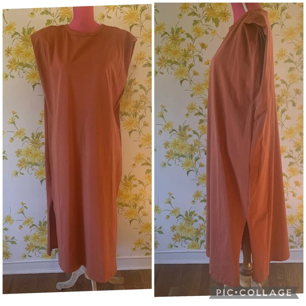NWOT shoulder pads maxi tee dress size M Brown Size M - Image 8